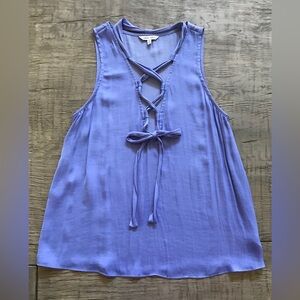 Naked Zebra Periwinkle Lace Up Top